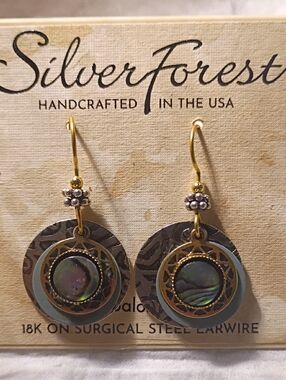 18K on Surgical Steel Silver/Gold with blue accent and stone